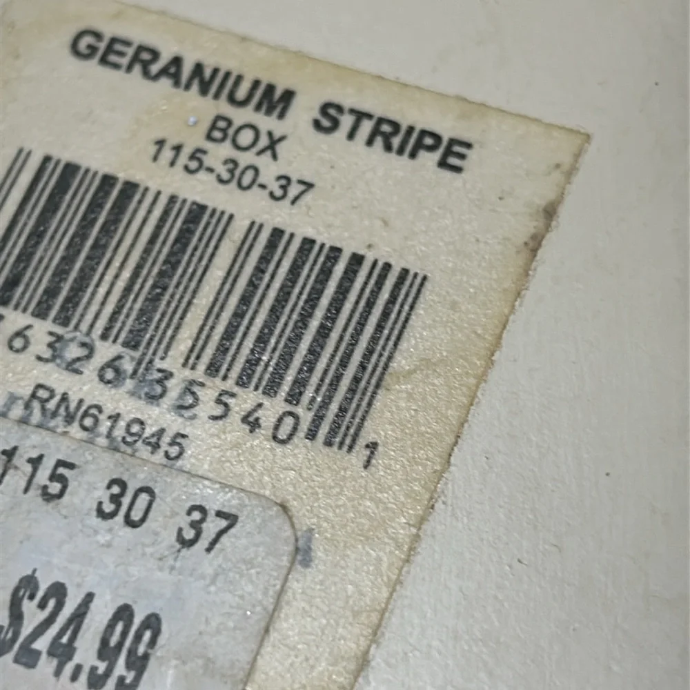 Vintage Trinket box by Gloria Vanderbilt Home. Geranium Stripe pattern.